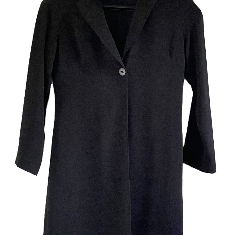 Mica Woman Black Coat Size 4 Shell 100% Polyester Lining 100% Acetate - L 35"